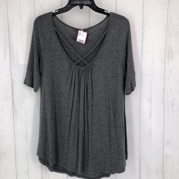 S Criss cross neckline elbow slv