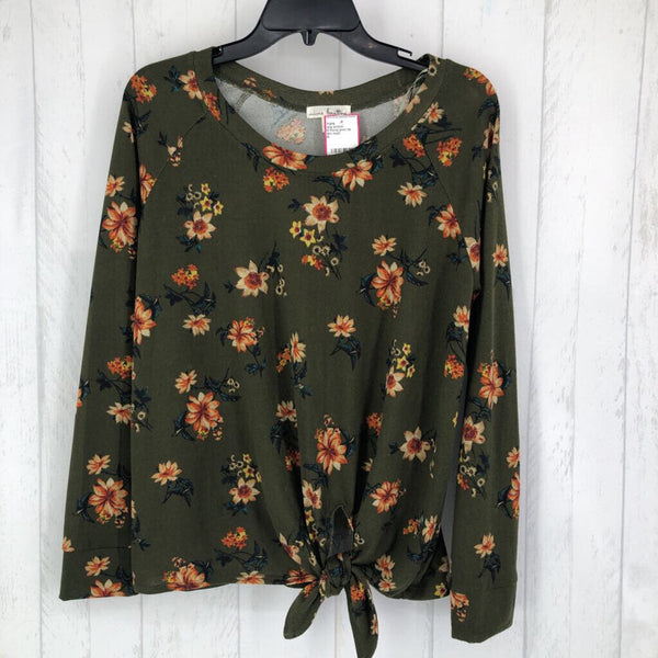 M Floral print tie hem l/s