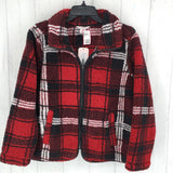 R69 PM Plaid faux fur zip-up jacket