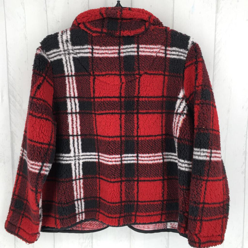 R69 PM Plaid faux fur zip-up jacket