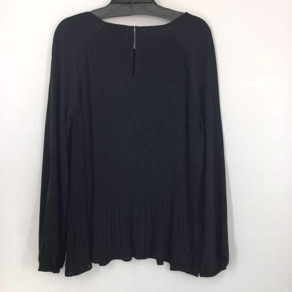 L Pleated peplum l/s blouse