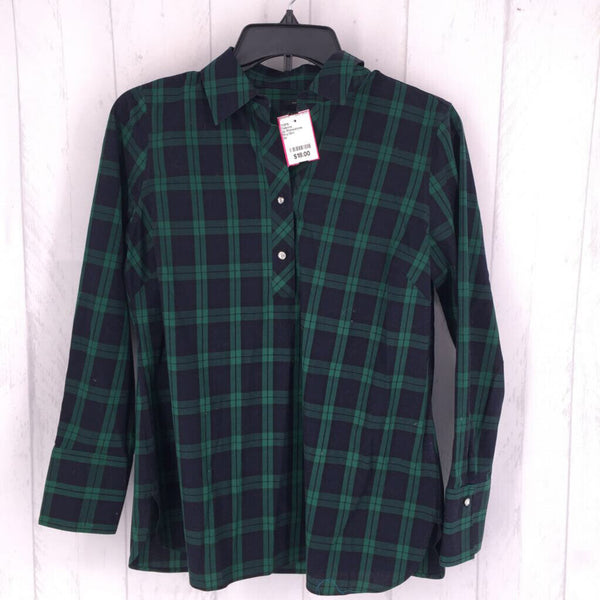 2p Rhinestone buttons plaid l/s