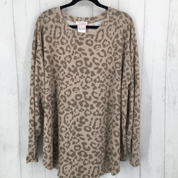 3x l/s animal print top