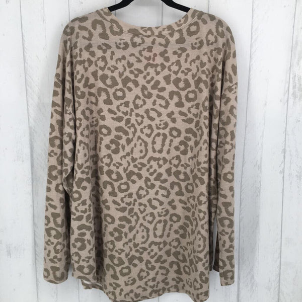 3x l/s animal print top