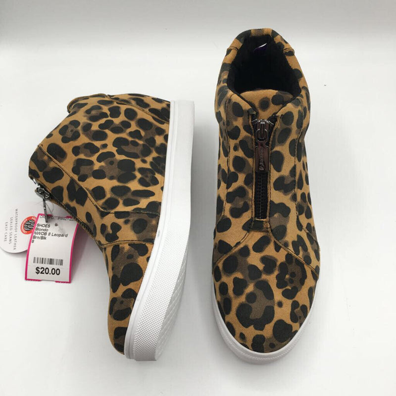 NWOB 8 Leopard suede wedge sneaker