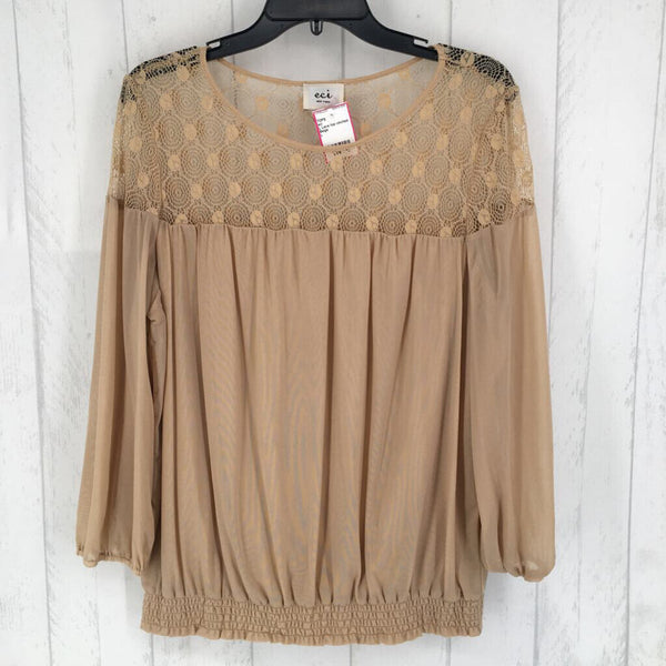 L Lace top cinched waist l/s