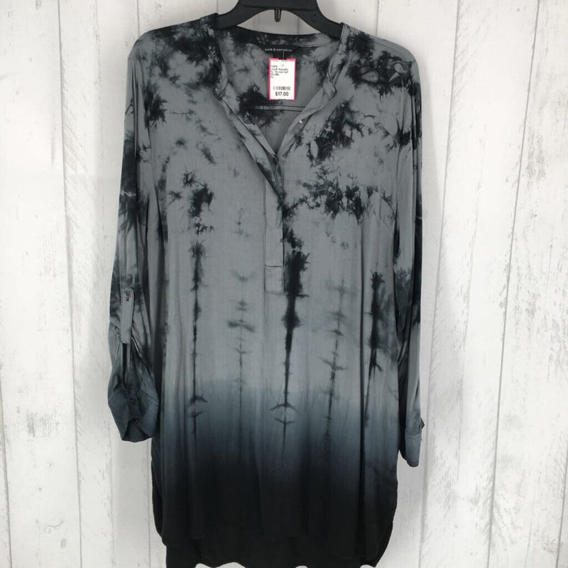 XL Tie dye half-button up l/s tunic