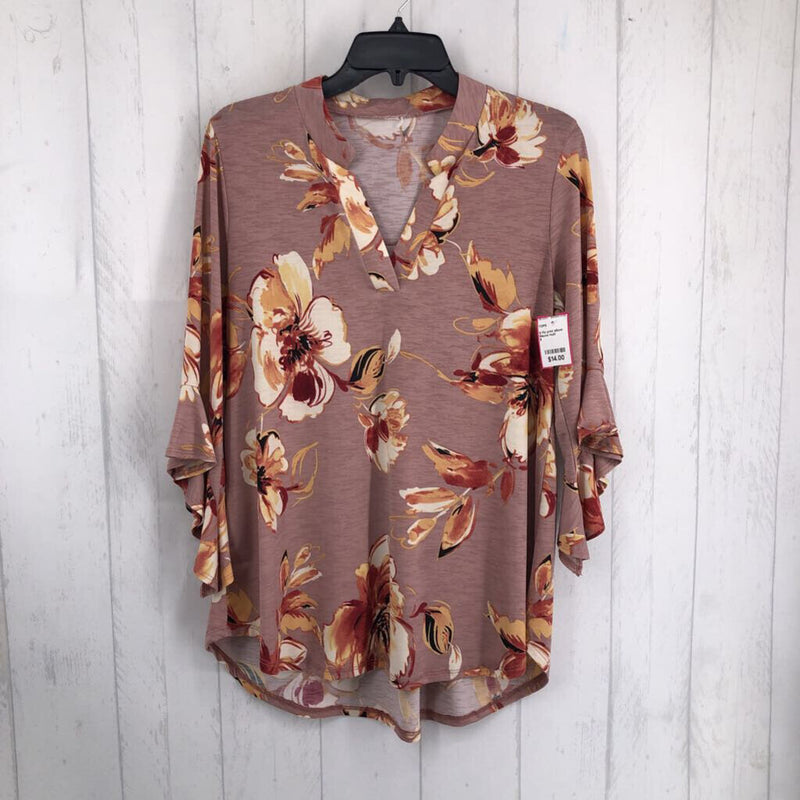 S Flo print elbow slv tunic