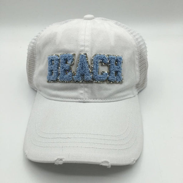 White "Beach" Trucker Hat