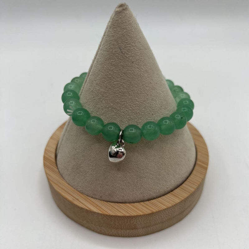 Jade Stretch Bracelet w/heart charm