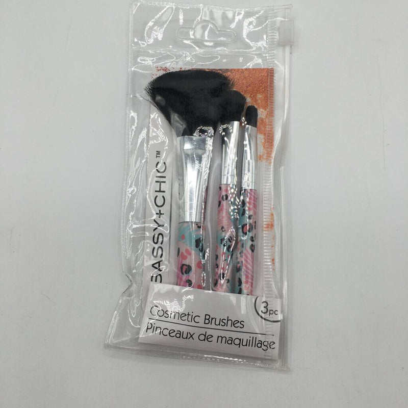 3 pc floral cosmetic brush set