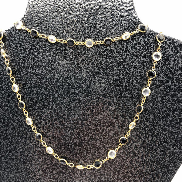 16" Swarovski bezel black/clear crystal necklace