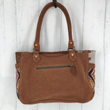 NWT mixed media zip top tote