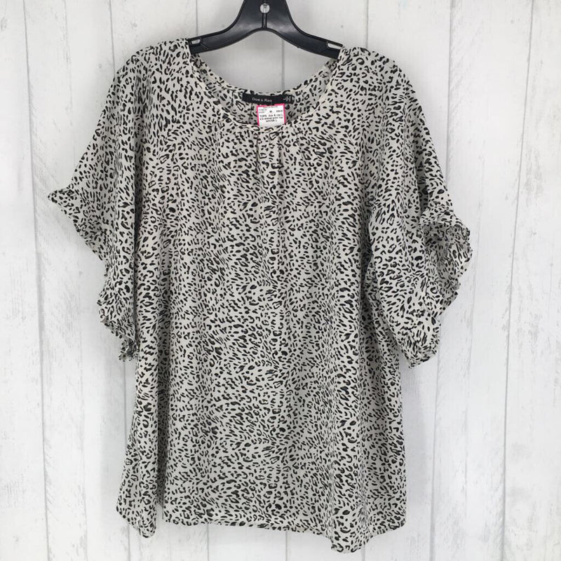 L s/s animal print top