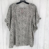 L s/s animal print top