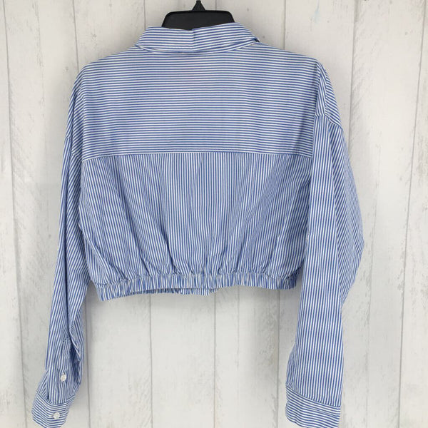 L l/s pinstripe button crop shirt