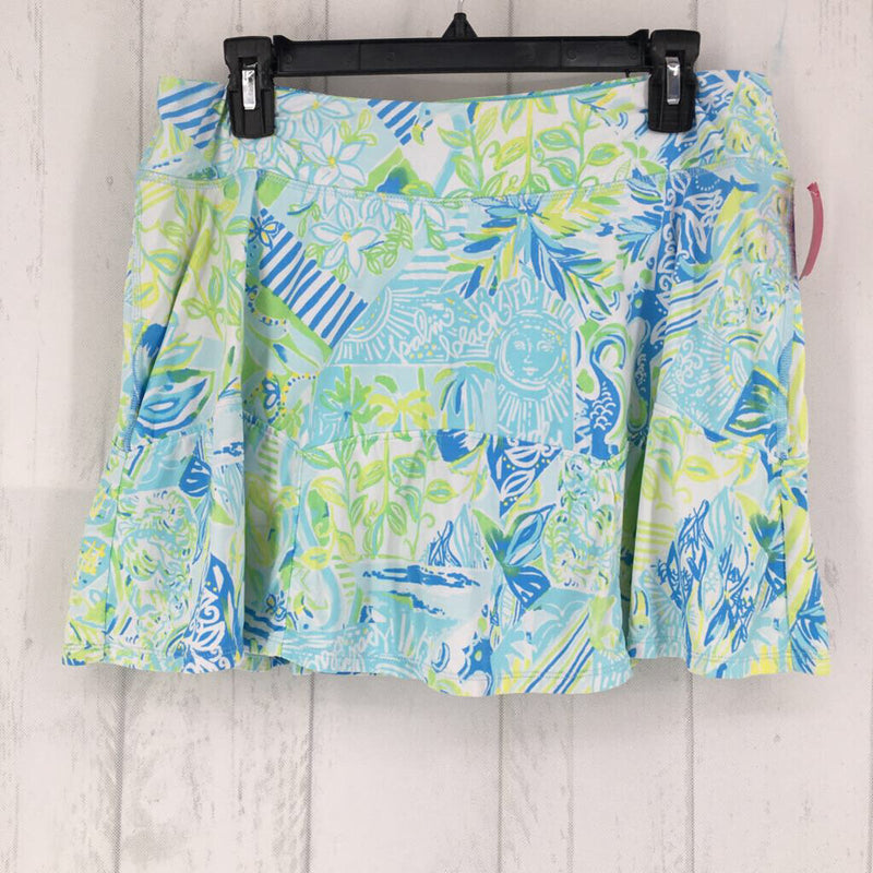 L tropical print skort