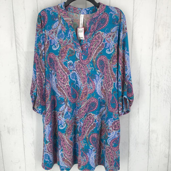 L 3/4 slv paisley dress