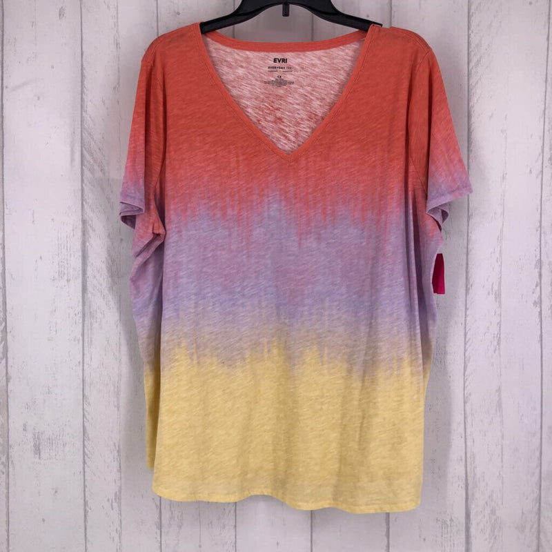 1x s/s ombre v-neck top