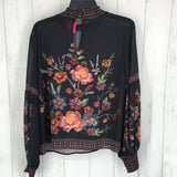 L smocked l/s flower print top