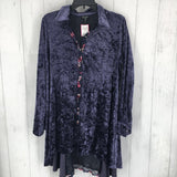 M l/s velvet button hi-low tunic