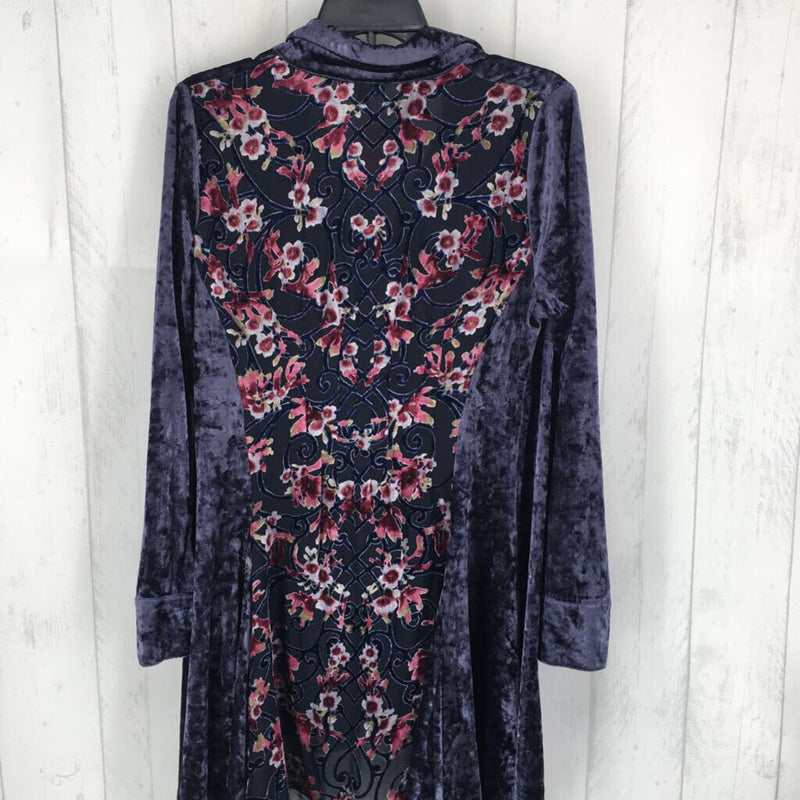 M l/s velvet button hi-low tunic