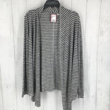 2(L) Striped open cardigan