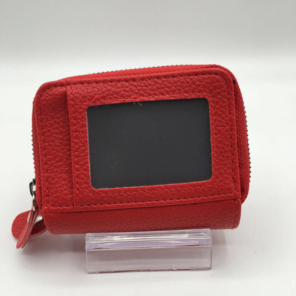 pebbled double zip card holder