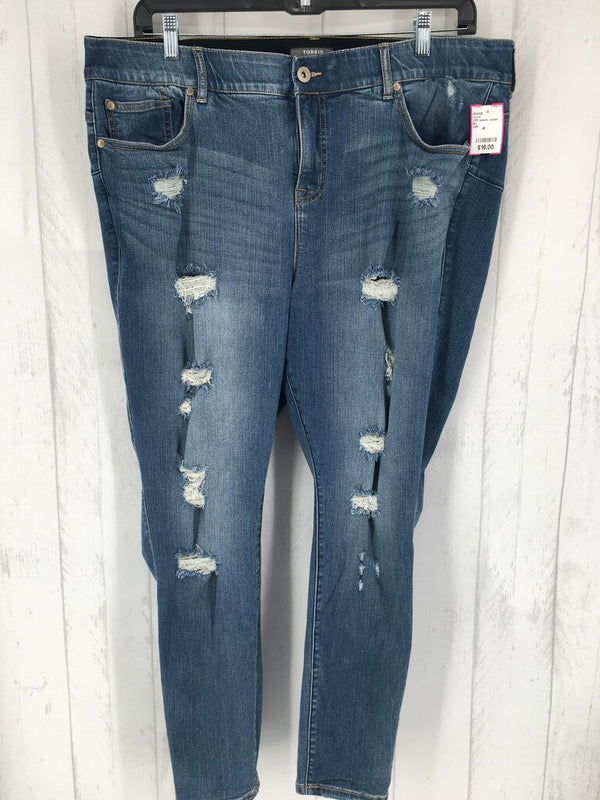 22R elastic waist distressed