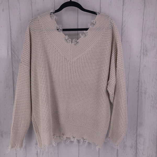 2X Frayed knit sweater l/s