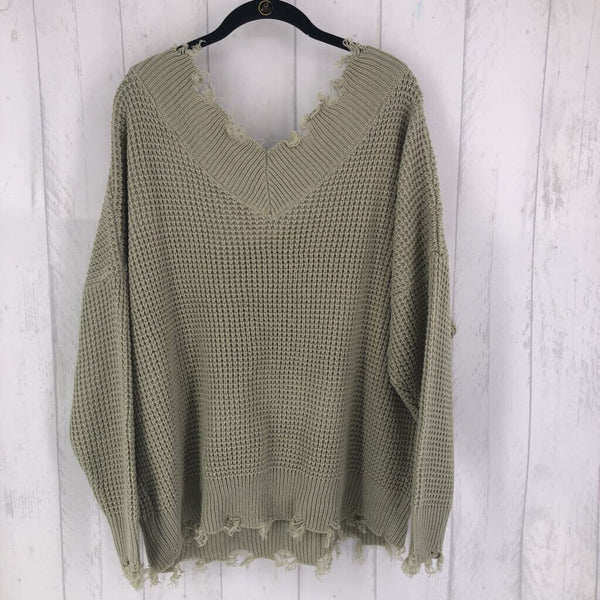 2X Frayed knit sweater l/s