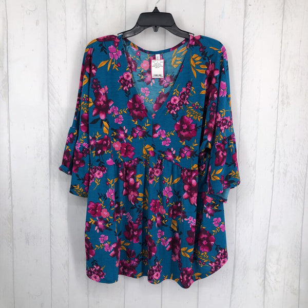 XL s/s flower print top