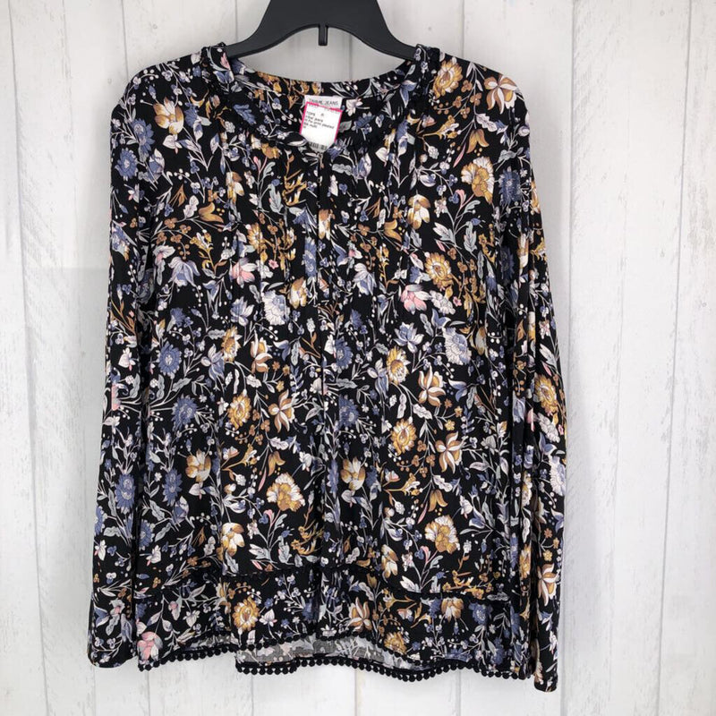 M Flo print pleated top l/s