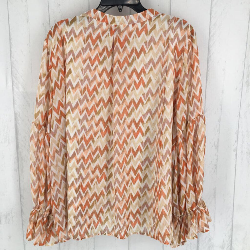 XL Printed ruffle l/s