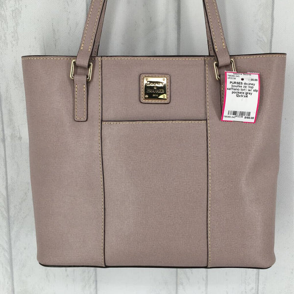 zip top saffiano tote w/ slip pockets