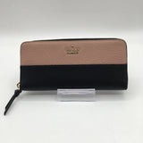 zip around color block wallet