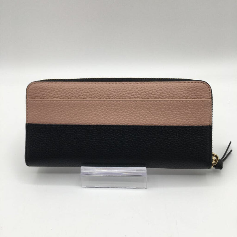 zip around color block wallet