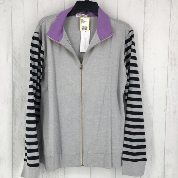 XL Full zip mock neck striped l/s