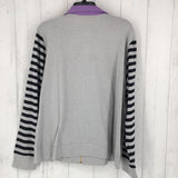 XL Full zip mock neck striped l/s