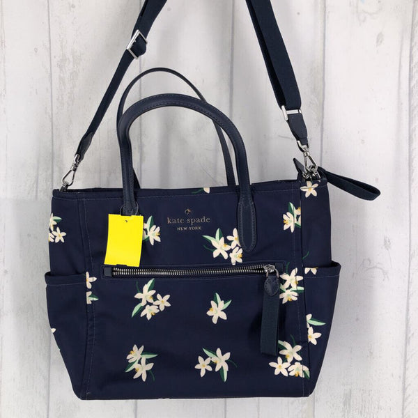 flower print zip top closure satchel