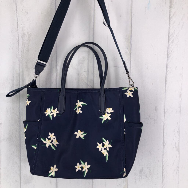 flower print zip top closure satchel