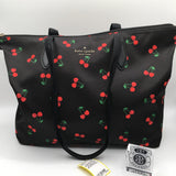 cherry print packable tote