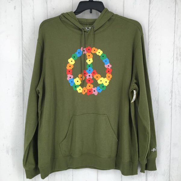 XL FLower peace sign hooded sweatshirt