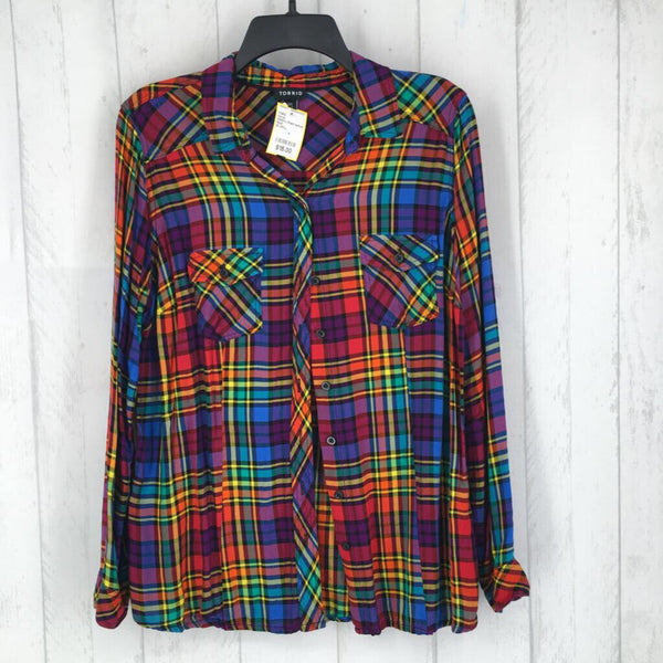 00(M/L) Plaid button down l/s