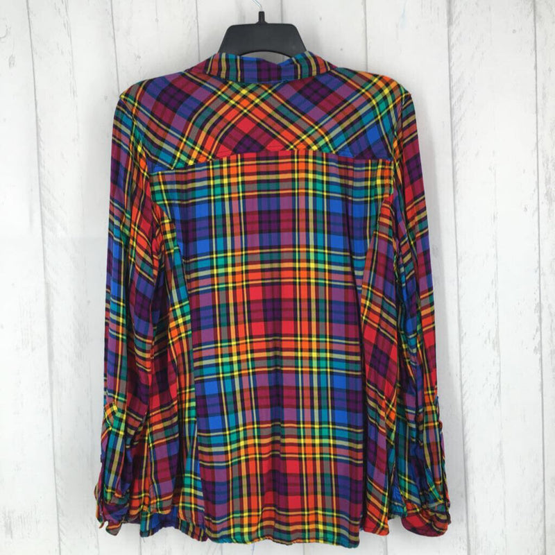 00(M/L) Plaid button down l/s