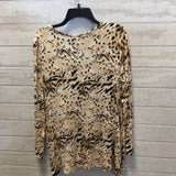 L l/s animal print scoop neck top