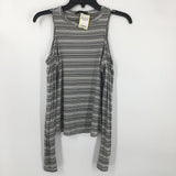 S l/s cold shoulder stripe top