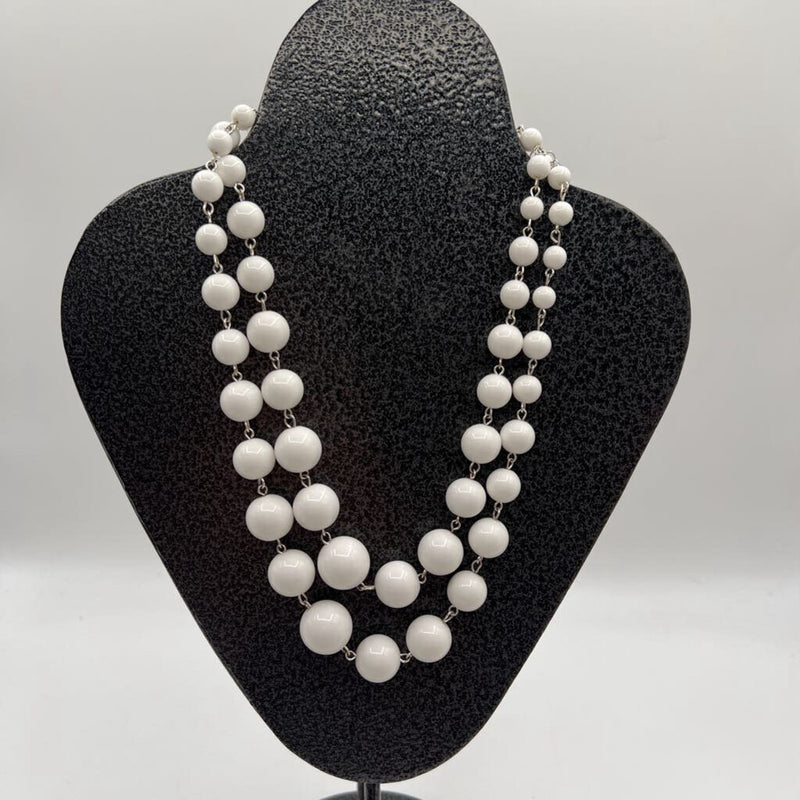 9.5" Double layer white bead necklace