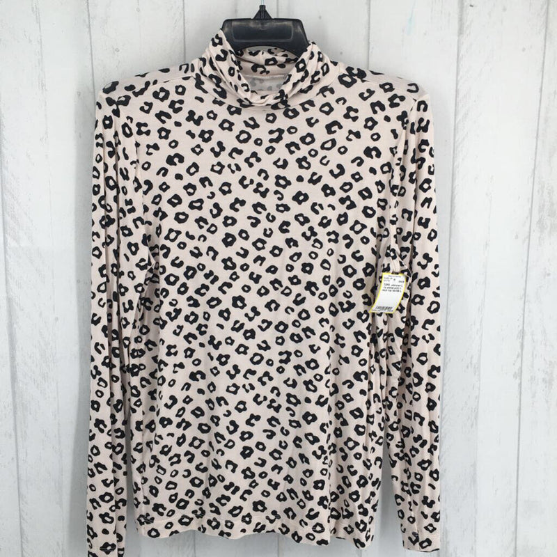 L l/s animal print t-neck top