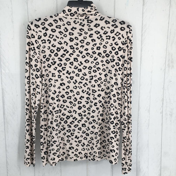 L l/s animal print t-neck top